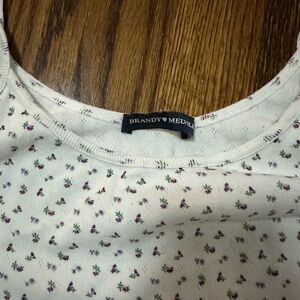 Brandy Melville White Floral Women's Top
